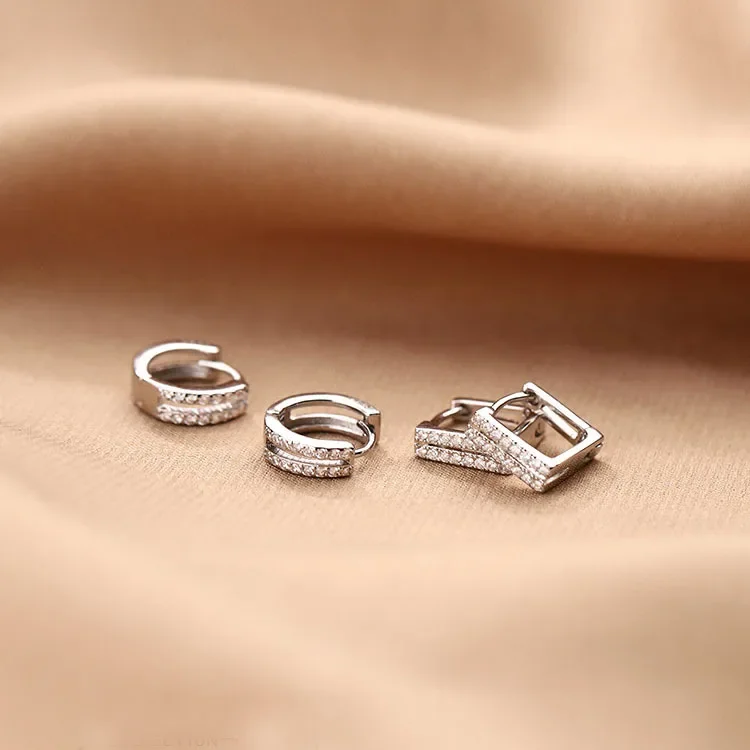 

New 925 Sterling Silver Earrings Round Zircon Hoop Earrings Female Charm Jewelry Gift Earrings for Women