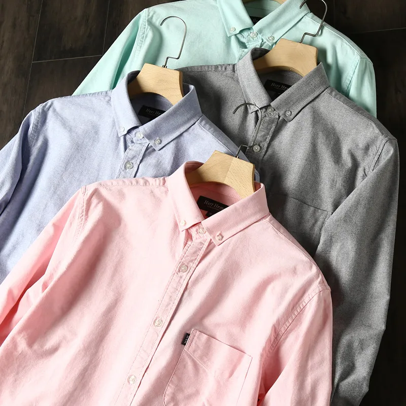 

Europe and the United States! High gram weight, solid pure cotton, business casual long-sleeved shirts and tops