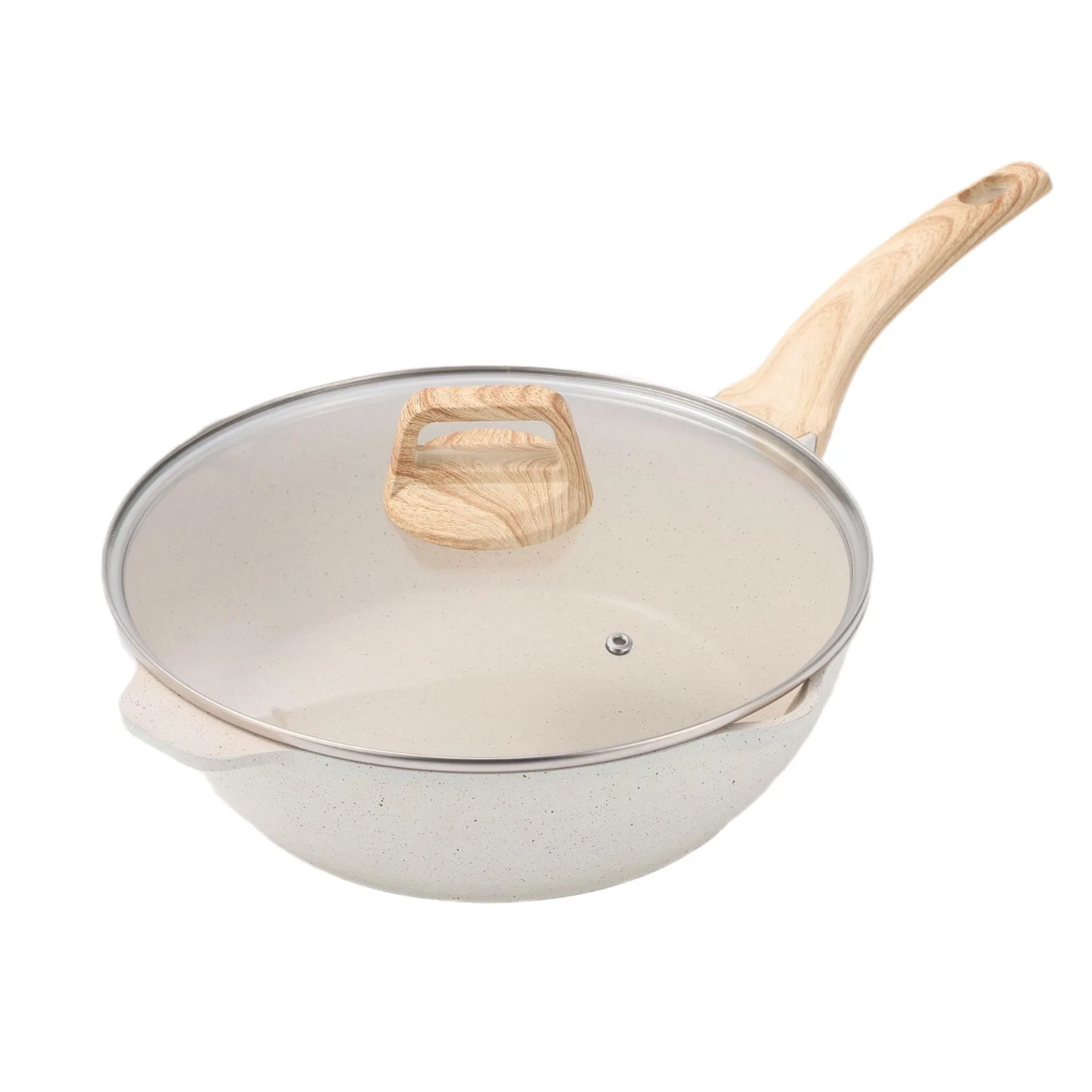 

Сковорода для перемешивания рисового камня с антипригарным покрытием большой емкости для домашнего использования, сковорода с антипригарным покрытием, многофункциональная сковорода с деревянной ручкой