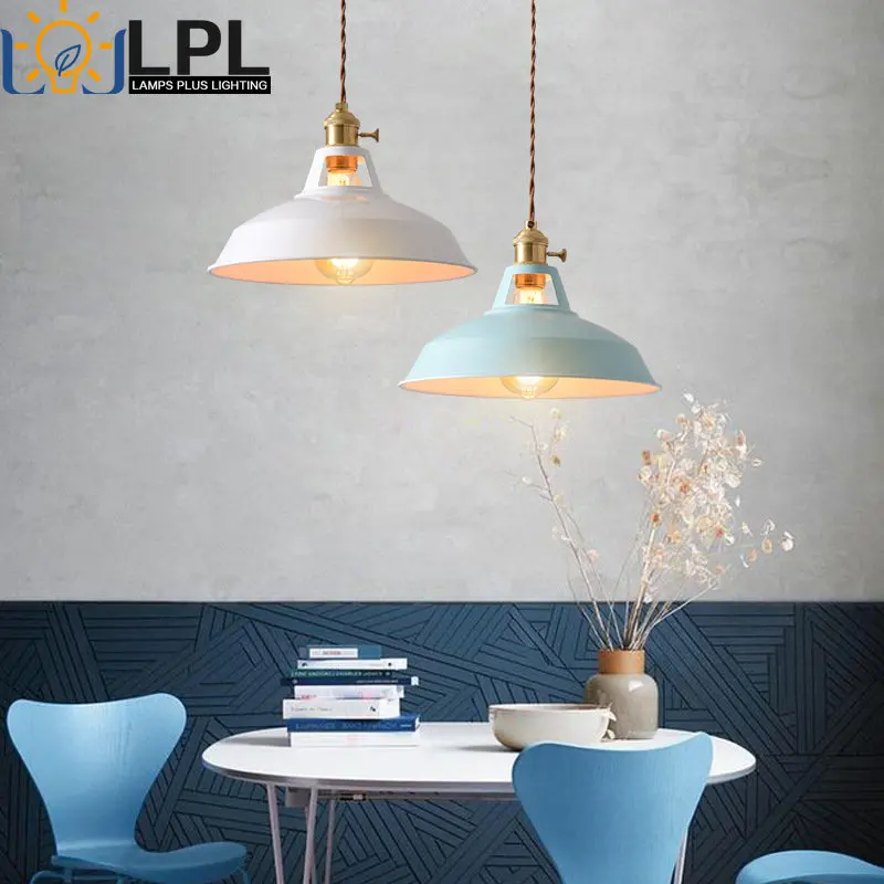 

Vintage Pendant Lights Industrial Style Colorful Restaurant Kitchen Home Lamp Retro Hanging Light Lamp Shade Decorative Lamps