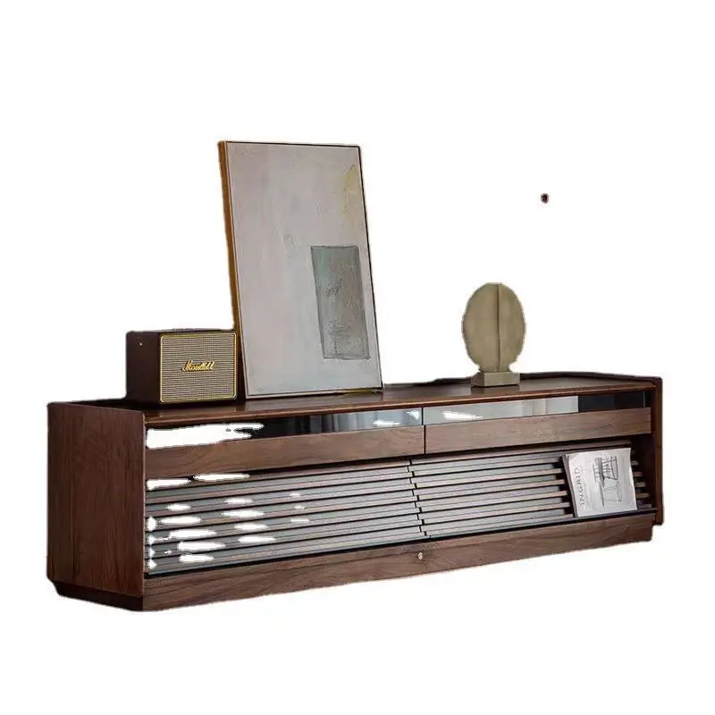 Kabinet TV Amerika Utara yang dapat disesuaikan Meja kopi minimalis selebriti Internet abad pertengahan angin berpasir wabi kayu ceri