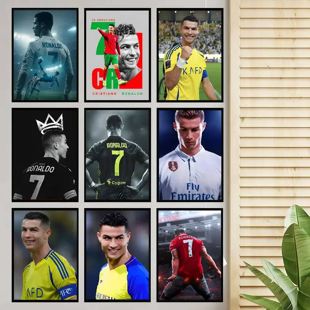 Football Star C-CR7 R-Ronaldo Poster Self-adhesive Art Room Entrance Restaurant Wall Decor Art Painting