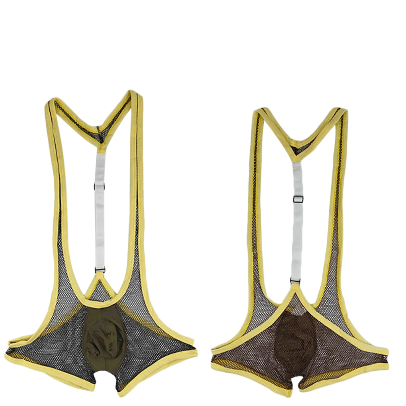 Mens Sexy Mesh Bodysuit G-string Bodywear Underwear Erotic Penis Pouch Thong Jumpsuits Suspender Sexy Underpants