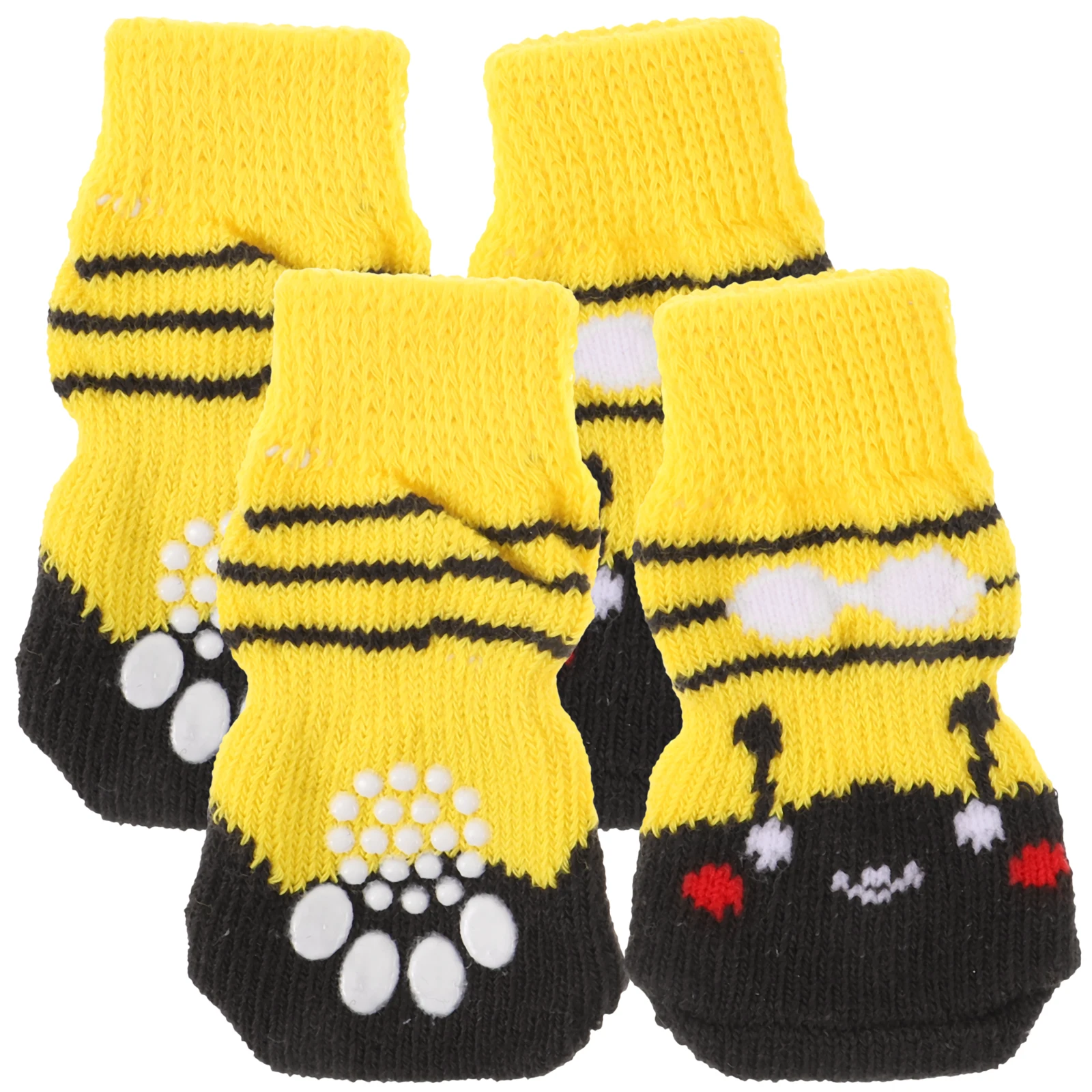 

4 Pcs Non-slip Bottom Pet Socks for Dogs Portable Paw Protectors Breathable Cotton Washable Small Dog Supplies