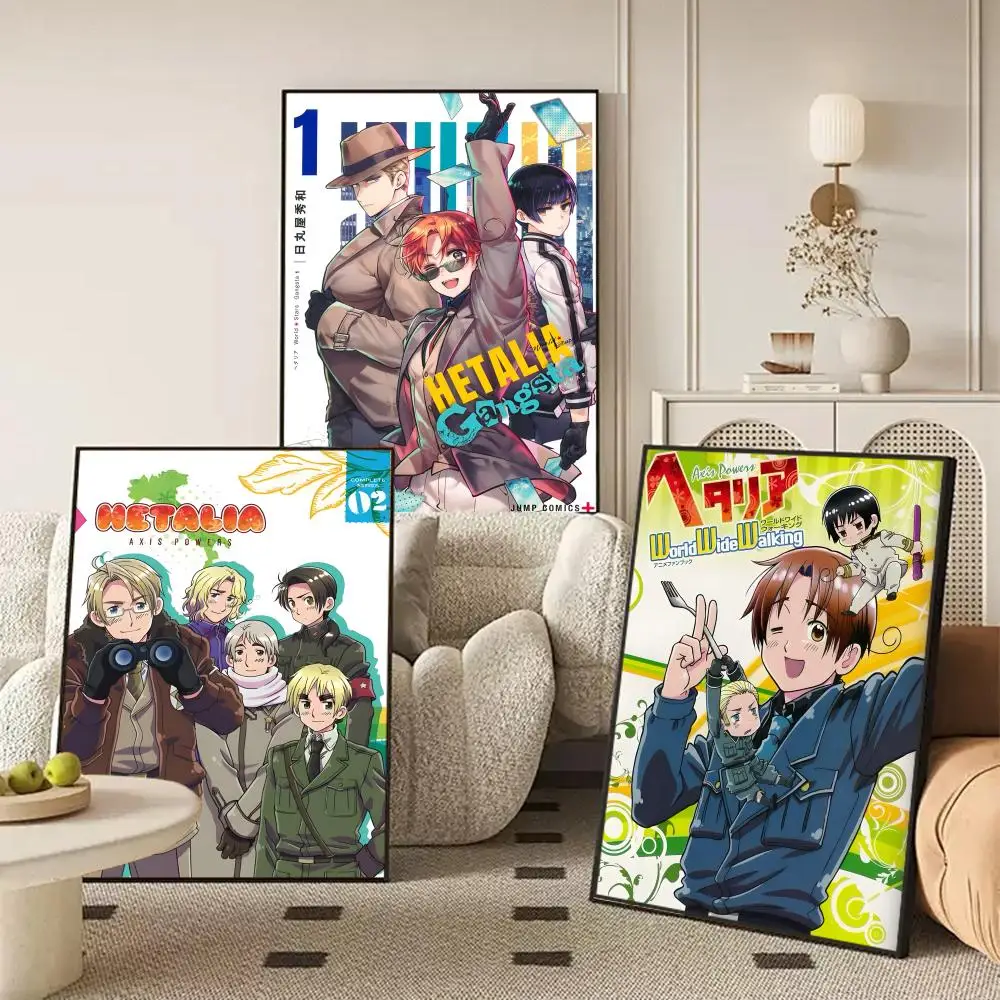 h-Hetalia Axis Powers Poster Self Adhesive Wall Stickers Removable Room Decor Aesthetic Space Decor Murals Gift