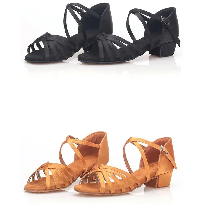 أحذية الرقص اللاتينية النسائية الناعمة من الأسفل وحيد الفتيات ممارسة الرقص الصنادل الجاز كعب متوسط 3.5 سنتيمتر قاعة الرقص