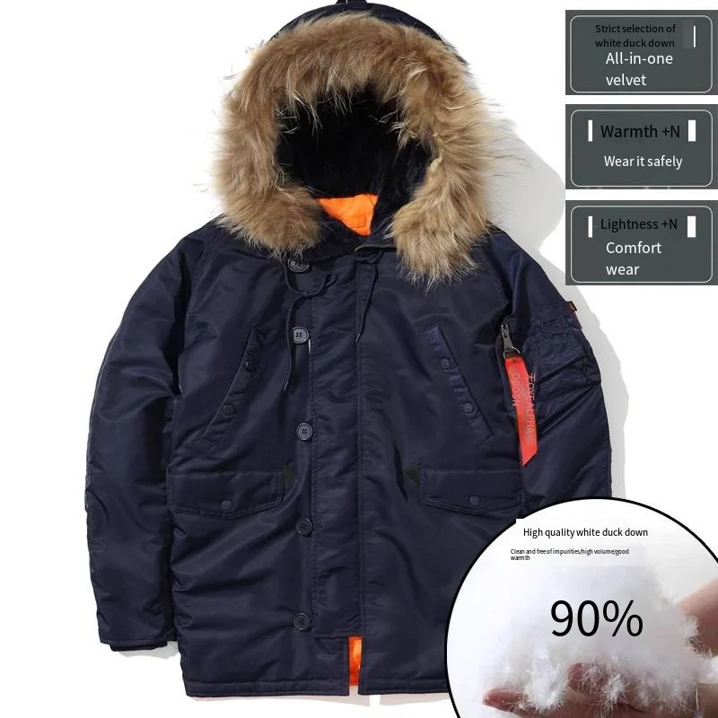 New Alpha Martin N3B Pilot White Duck Down Jacket Men Military Tactical Padded Down Coats Coldproof Windproof Warm Windbreake