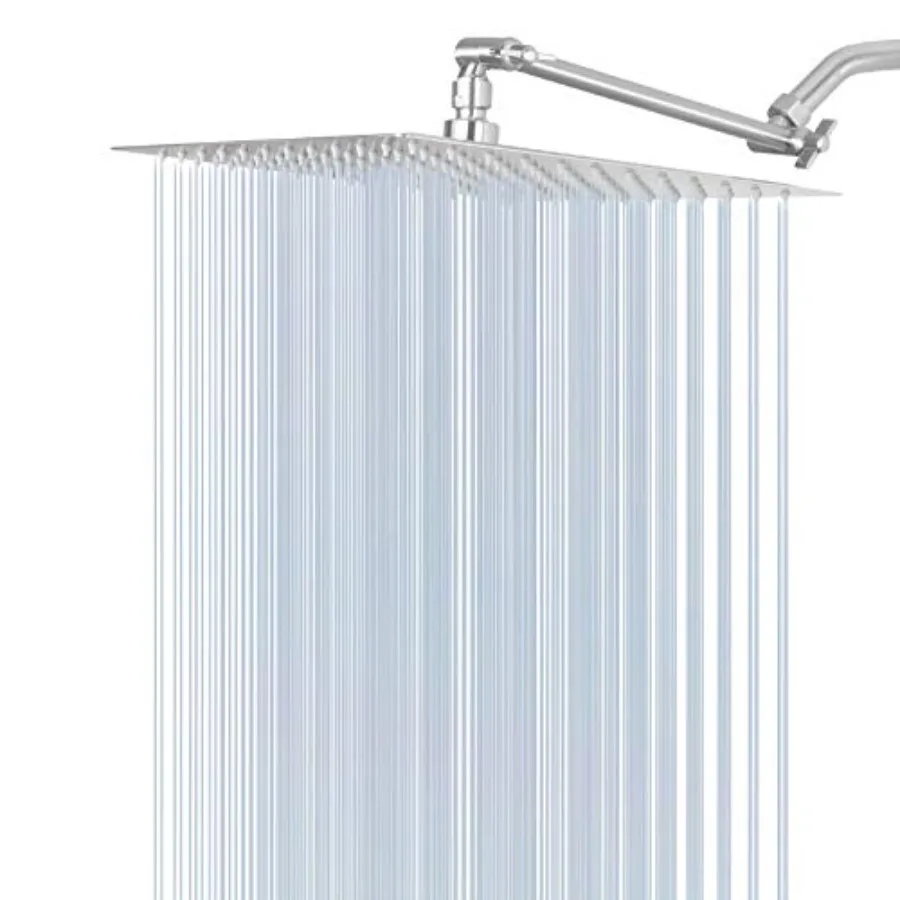 

Ra Shower Head with 11'' Adjustable Extension Arm Large Staless Steel High Flow Rafall Square Head Bath Shower Waterfall Full B