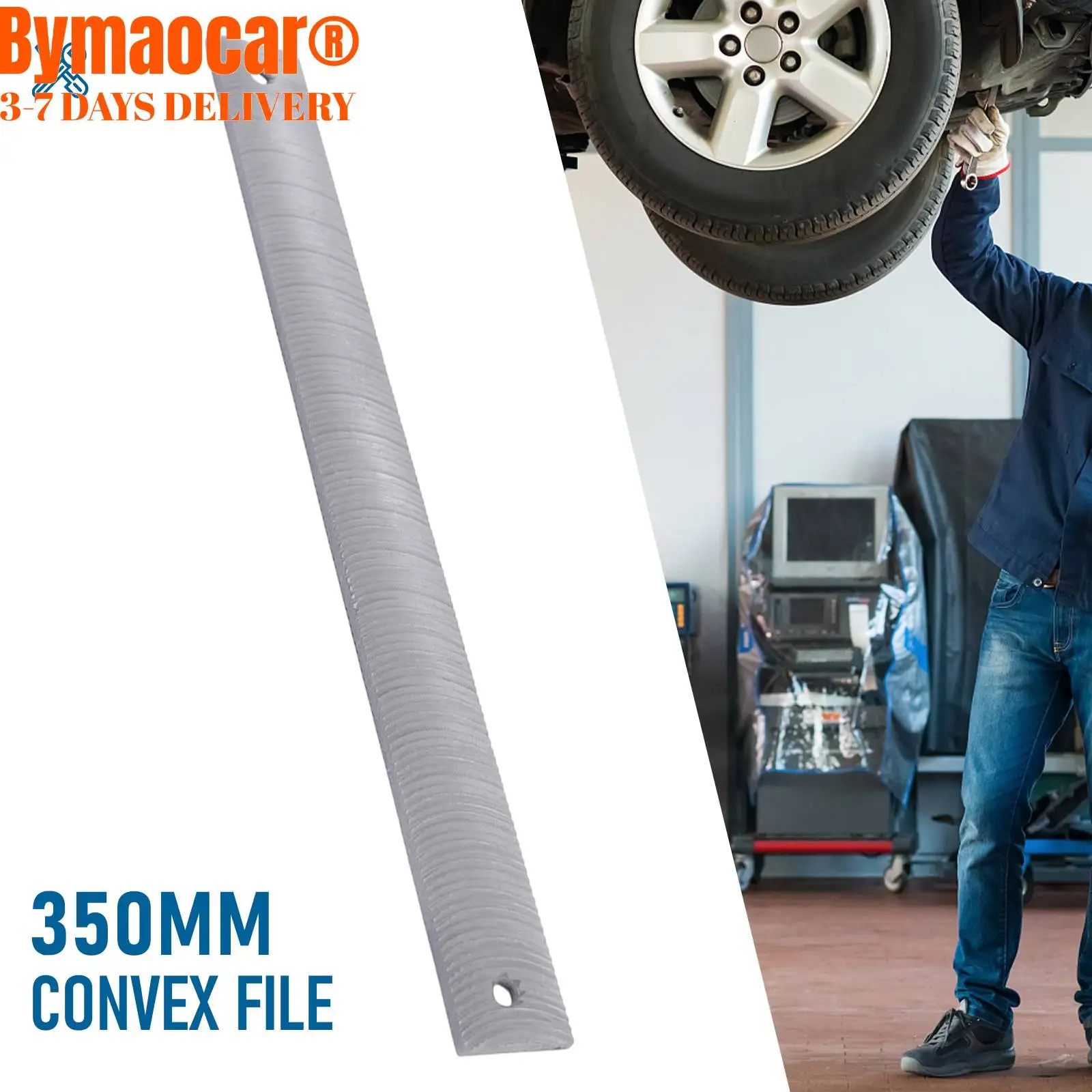 

14 Inch Medium Tooth Double Hole Aluminum Plate File, Car Body Hand File Blade Convex File 350mm Double Hole Bodywork Panel Tool