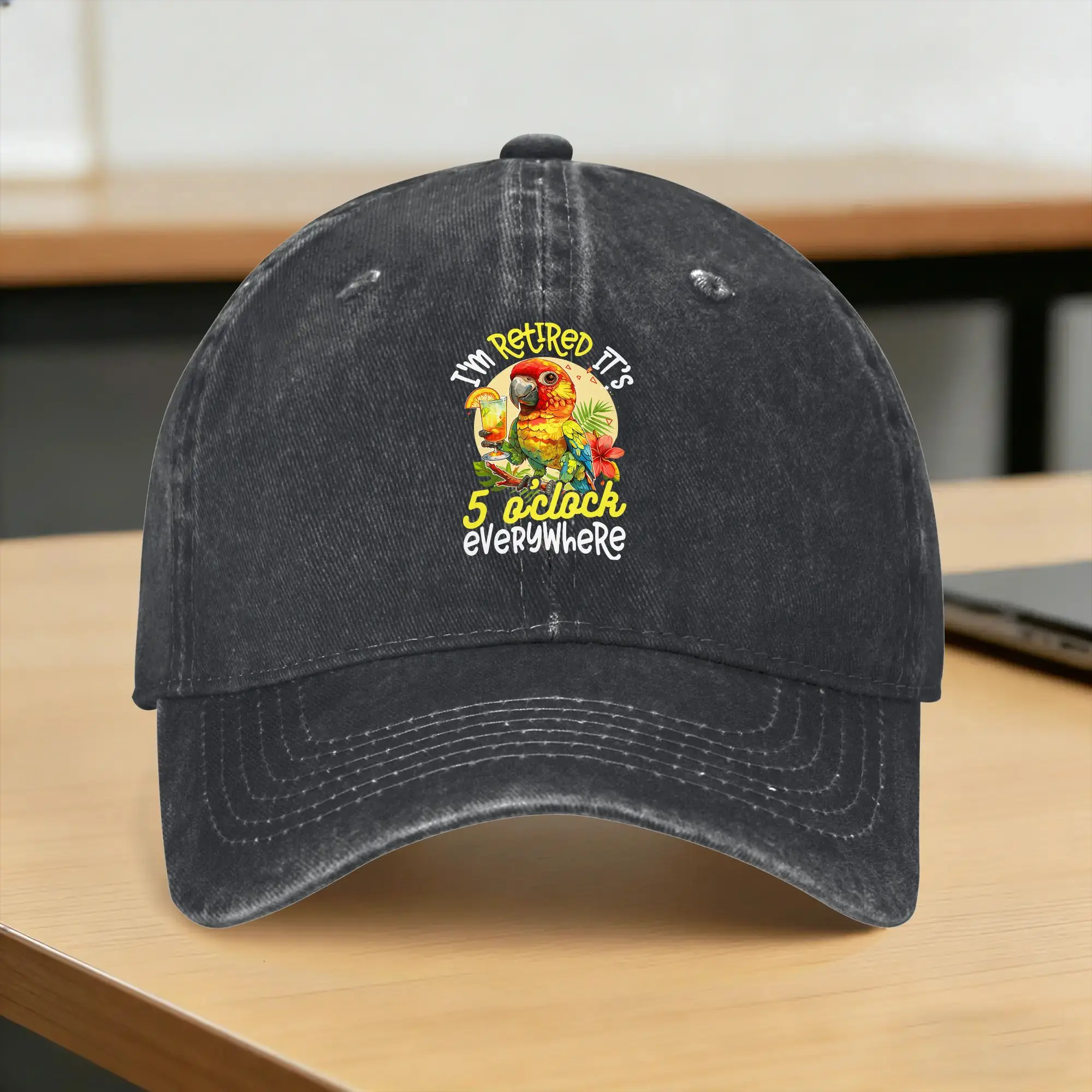I‘m Retired  It’s 5 o‘clock Everywhere Washed Baseball Cap  Casual Sun Trucker Hat Summer Unisex Men Kpop Rock Baseball Caps