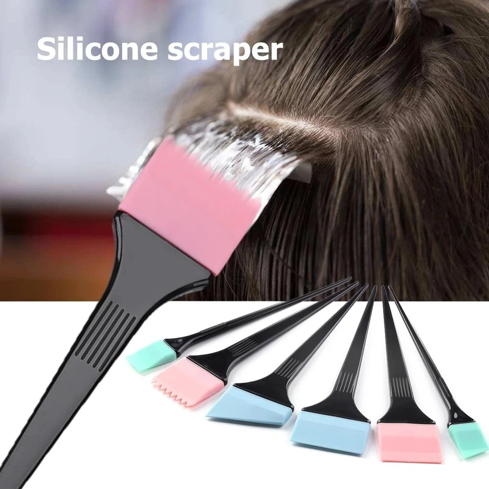 6pcs Hair Dyeing Brushes Suit Silicone Scraper Barber Styling Tool Spatula Coloring Comb Set Hair Dye Supplies