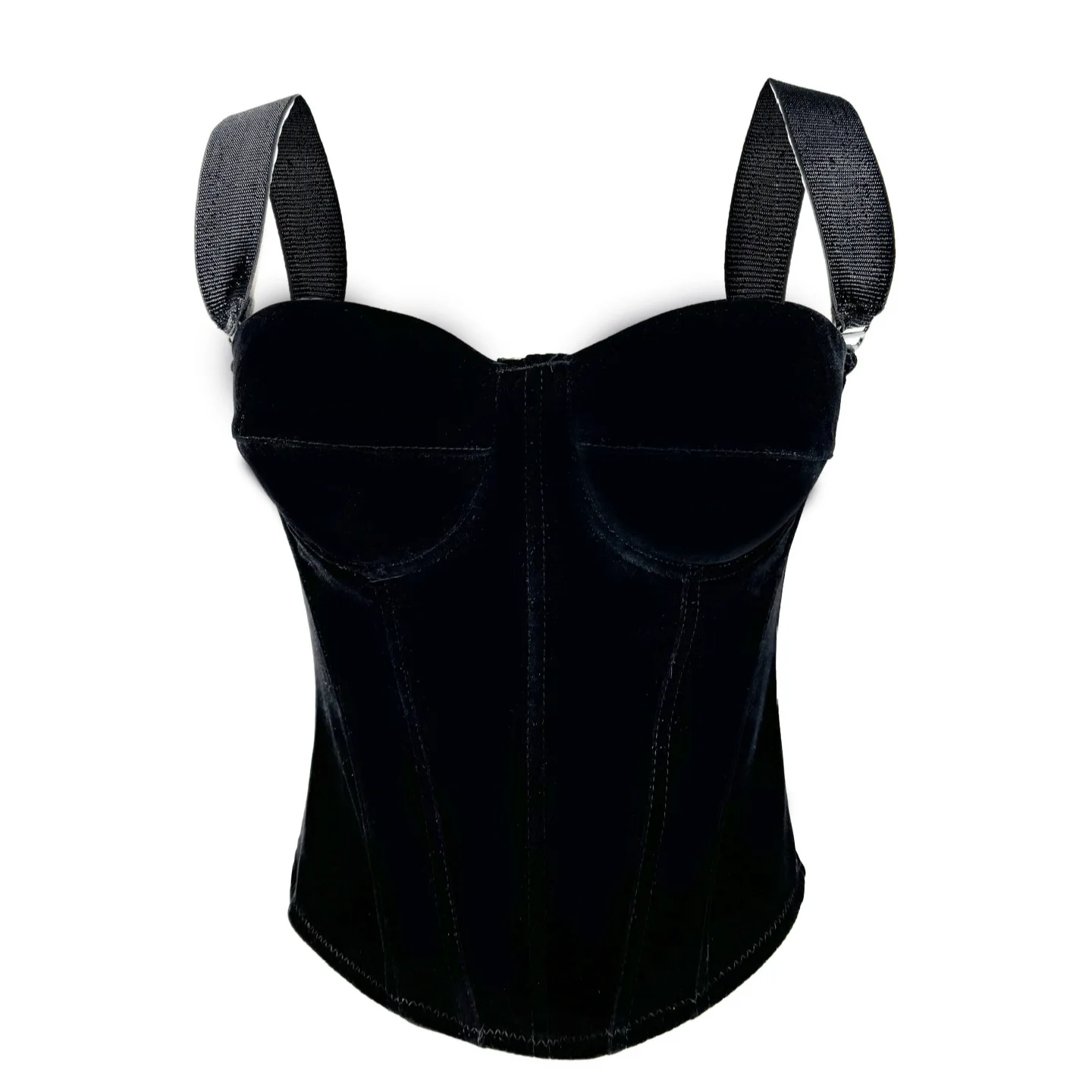 

Velvet Shapewear Corset Tops French Women Boned Overbust Tube Tops Push Up Bra Sexy Slim Shiny Bustier Cups Crop Top Back Zipper