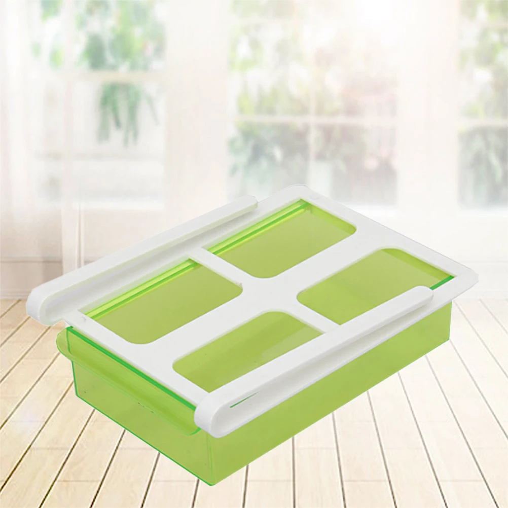 

Refrigerator Storage Rack Sliding Drawer Bins Fridge Shelf Organizer Space Saver ABS No Smell Fruit Vegetable Pantry