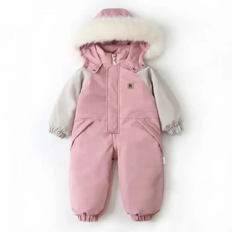 ICJAEHAO 2024 Baby Girls Romper Jumpsuit Hooded Outerwear Jumpsuits Outdoor Newborn Boys Winter Skiing Climbing Coats Snowwear