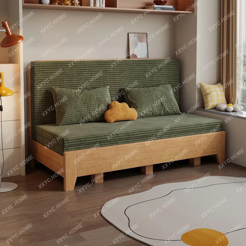 M FoldaMle solid wood sofa Med dual-purpose study household telescopic Med pull-out Med without armrests