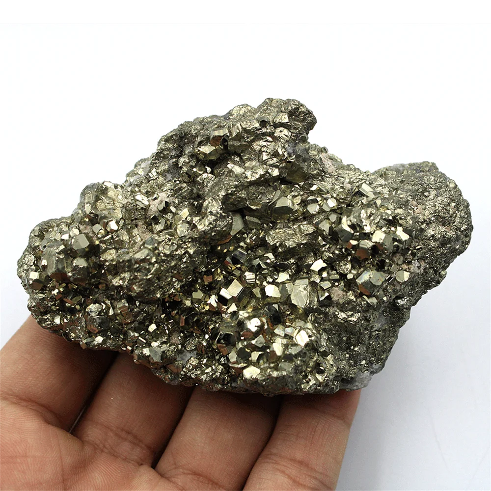 Miraculous Natural Pyrite, Quartz Crystal Mineral Specimen Healing, Irregular Ore Home Office Degaussing Decorative Energy Gem