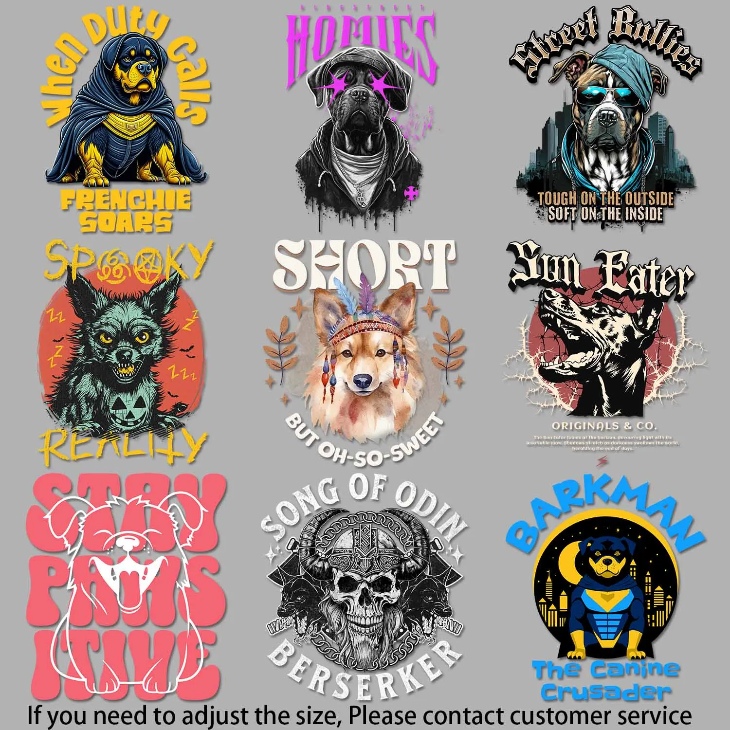 Urban Gang - style Sticker Punk - style Dog Cool Iron on Picture on Clothes Versatile Fabric Transfer Designs DIY Decoration