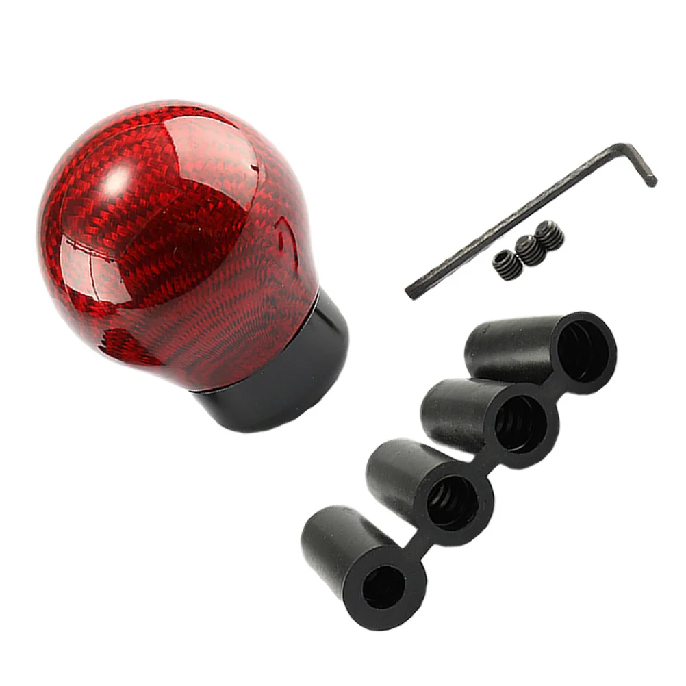 

1Set Round Carbon Fiber Gear Shift Knob Universal Fit Car Shifter Head Replacement Manual Gear Modification Accessory