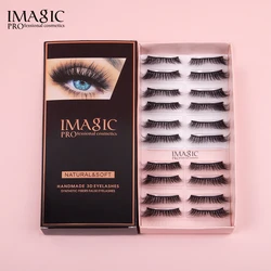 IMAGIC 10Pairs 3D Mink Lashes Bulk Faux with Custom Box Natural Eyelashes Wholesale Fake Eyelash Reusable Soft Volume