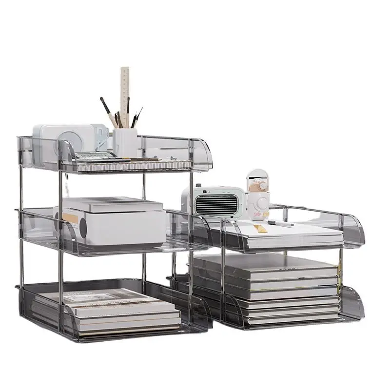 1/2/3 Layer Large Simple Bookshelf Office Desktop Storage Rack Table Multi-layer Desk Organize Shelf Storage Box School Supplies