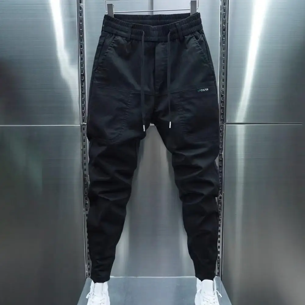 Men Cotton Blend Sweatpants Side Pocket Men Pants Cozy Plush Men's Sweatpants with Drawstring Waist Pockets for Casual