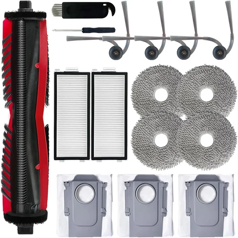 【بيع 24 ساعة!】مجموعة الملحقات المتوافقة مع المكنسة الكهربائية Roborock Saros Z70، والفرش الجانبية الرئيسية والمرشحات وسادات الممسحة والغبار