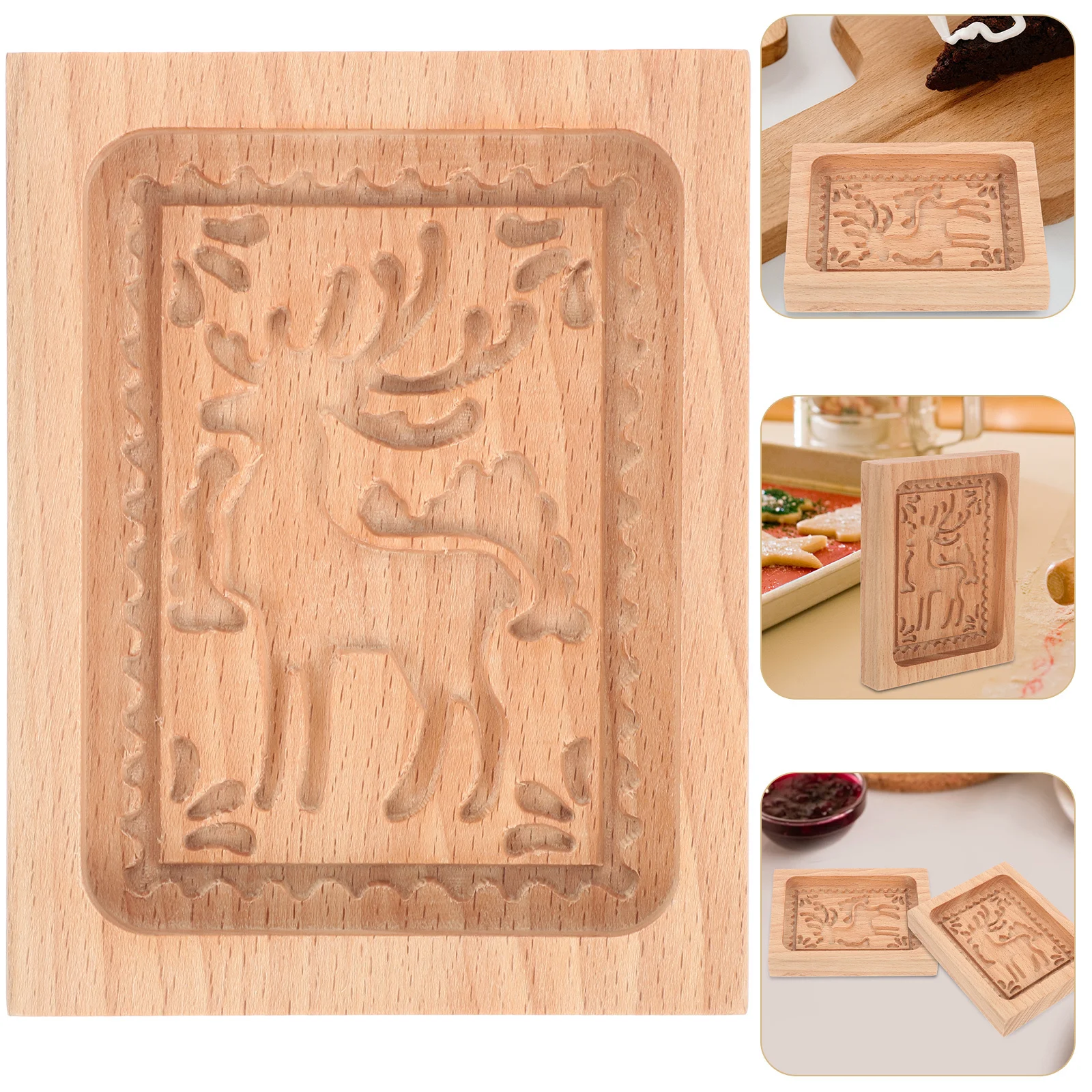 

Wooden Cookie Mold Press Type Baking Supply Tear-Resistant Multi-Functional Cookie Stamps Baking Tools Press-on Pastry Mold