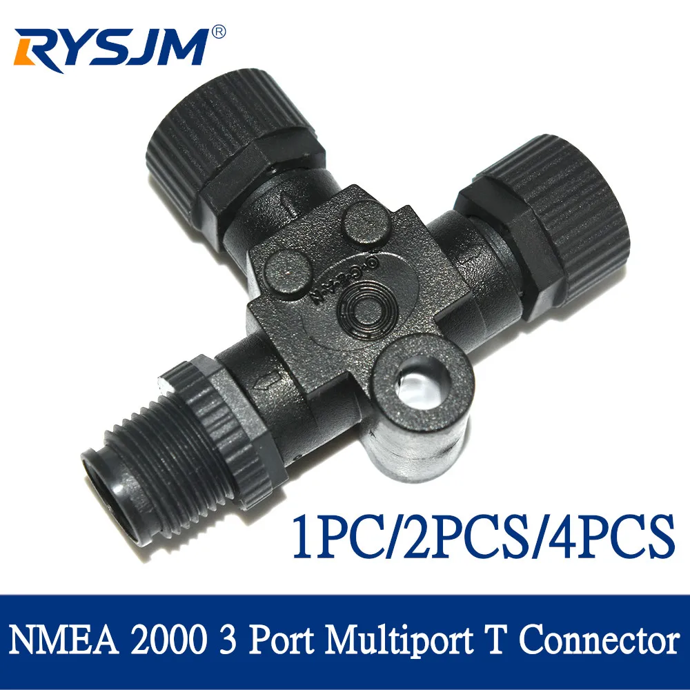 For NMEA 2000 T Connector 3 Port 5Pin Thread IP67 Waterproof for Garmin Networks NMEA2000 Connector Adapter 1/2/4PCS