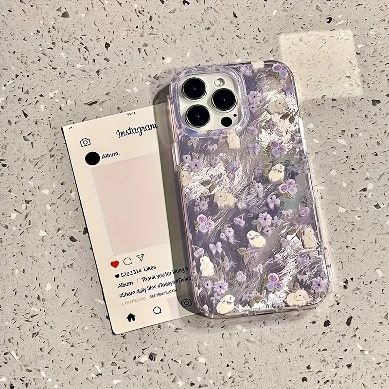 Perforated Vortex Shell IND Flowers Rabbit Phone Case For iPhone 17 16 15 14 13 12 11 Pro Max XS X XR 7 8 Plus 16E 17 Air Cover - Image 2