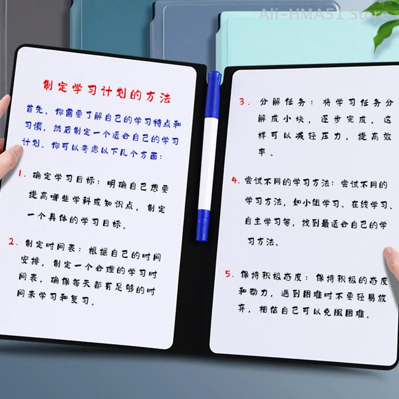 

A5 Whiteboard Notebook Small White Board Pen Wiping The Board PET Panel Memo Pad Planner Portable Office Supplies