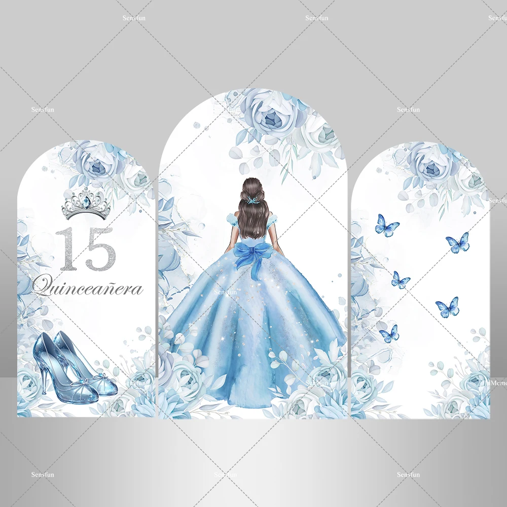Quinceanera فستان الأميرة الحلو 15th حفلة عيد ميلاد الطفل دش يغطي كيارا قوس ديكور خلفية صور الخلفيات