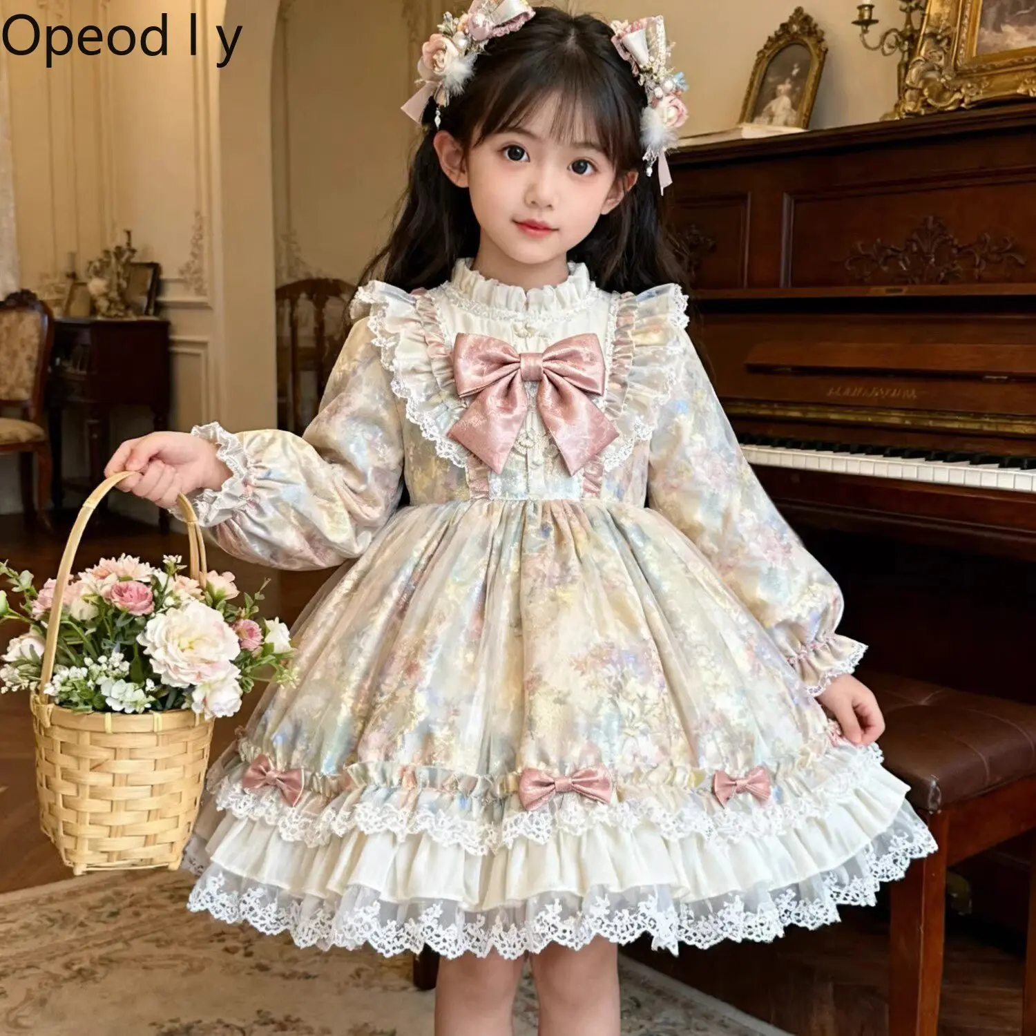 

French Original Girls' Autumn and Winter Lolita Princess Dress 2026 New Children's Birthday Dress Sweet Cute TUtu Cake Dress