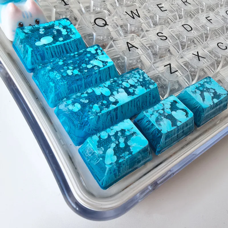 

Jellyfish Diy Keycap Blue Water Ripple Transparent Personalized Keycap Drip Glue Material Handmade Oem Supplementary Keycap