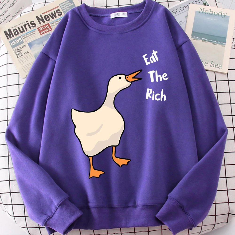 

Мужская толстовка с принтом Eat The Rich Goose, повседневная одежда с круглым вырезом, свободные винтажные осенние флисовые пуловеры унисекс с длинными рукавами