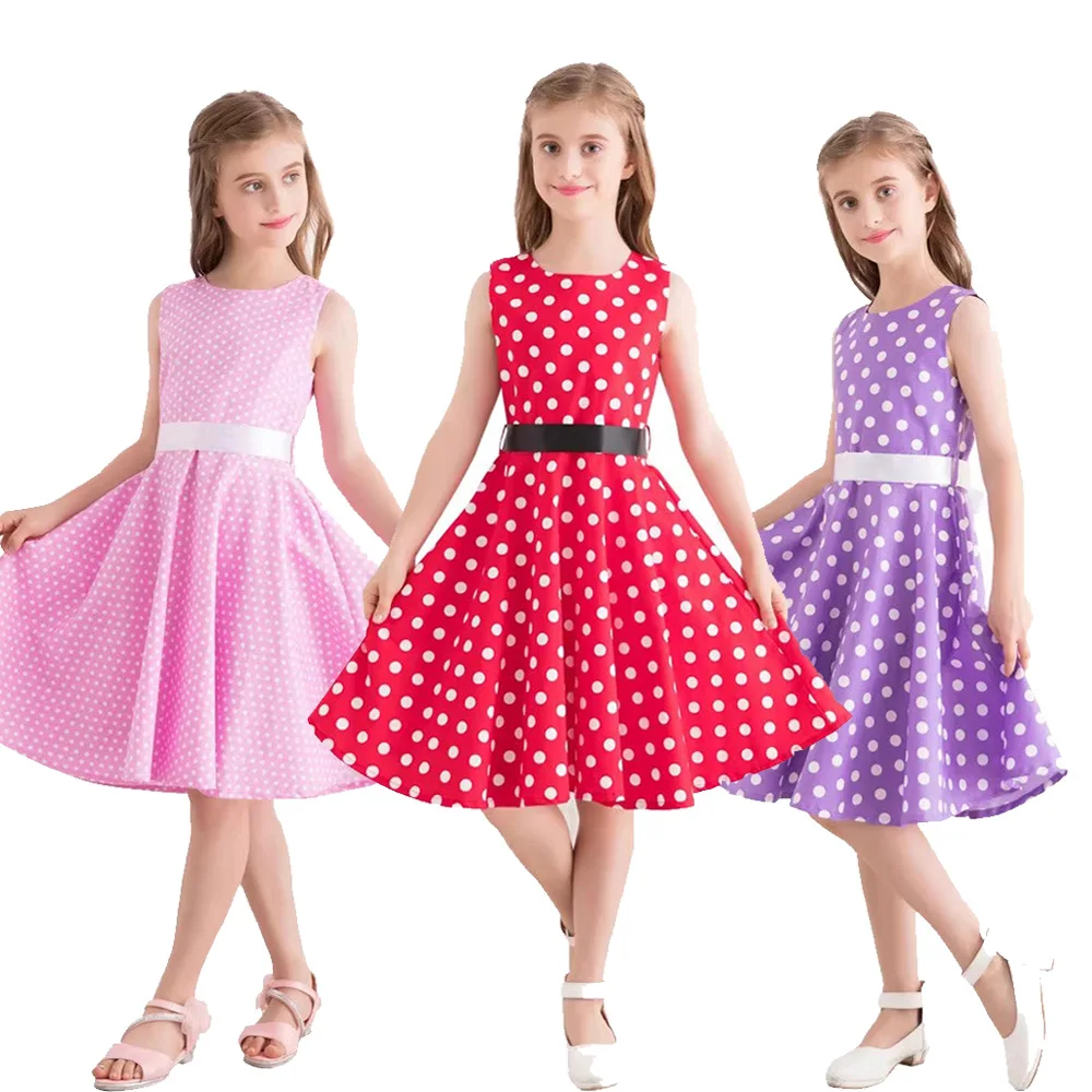 Sommer Mädchen Baumwollkleid mit Polka Dots