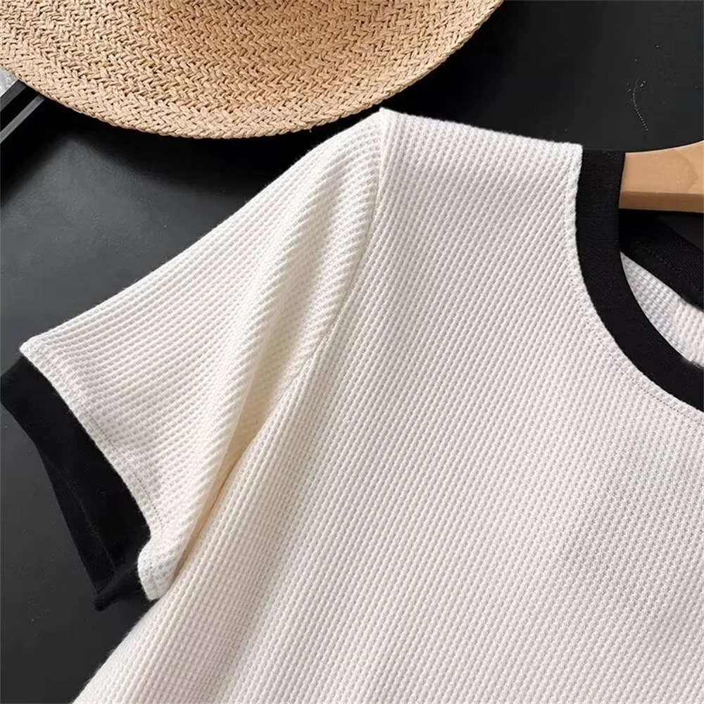 Cos Lris 2024 Summer Women\'s Clothing Small Fragrance Style Contrast Color Splicing Round Neck Dress Short Skirt