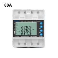 3 Phase 4 Wire Tuya WIFI Smart Bidirectional Energy Meter Over/Under Voltage Protector Switch Current Limiter Smart Life Control