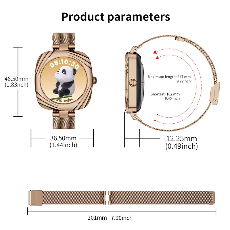 AMOLED Smartwatch reloj inteligente 2025 mujeres elegante diamante Fitness NFC Aiweile AW5 deporte negocios Bluetooth llamada para Android IOS