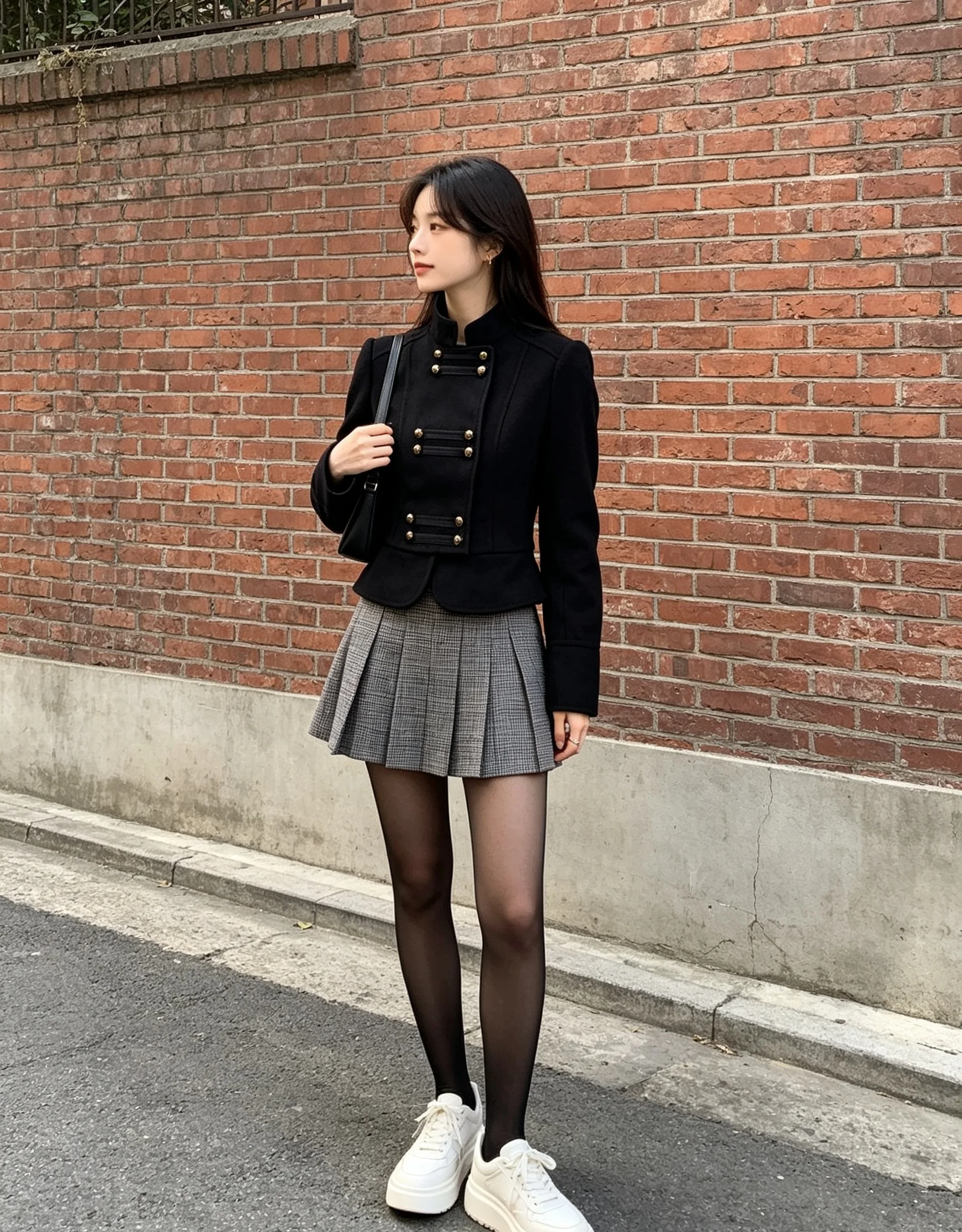 Military Retro Double Breasted Slim Cropped Wool Jacket Women Goth Dark Academia Fashion Streetwear Coat