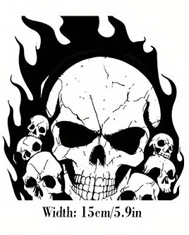 1PC Skull & Flame Dark Punk Decor Selbstklebend (15cm) für Auto Laptop Motorrad Erstellen Sie die Anpassung