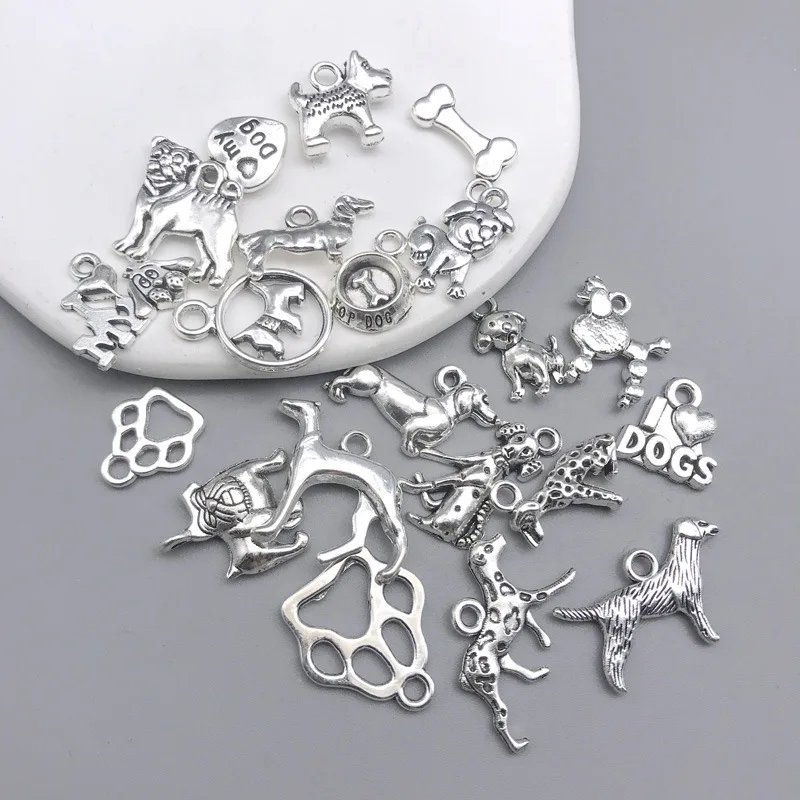 Breloques en forme de patte de chien en alliage de zinc, pendentif de collier de bricolage, bijoux exécutifs, 20 pièces/lot