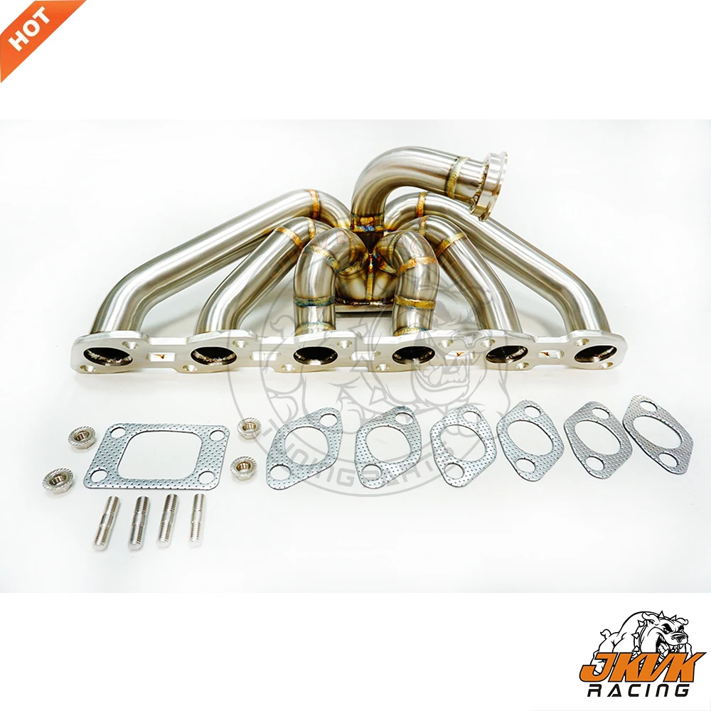 JKVK RACING SS304 3mm thick steam pipe 240sx S13 S14 R31 R32 RB20DET Top Mount Manifold T3 Flange With 44mm V band Wastegate