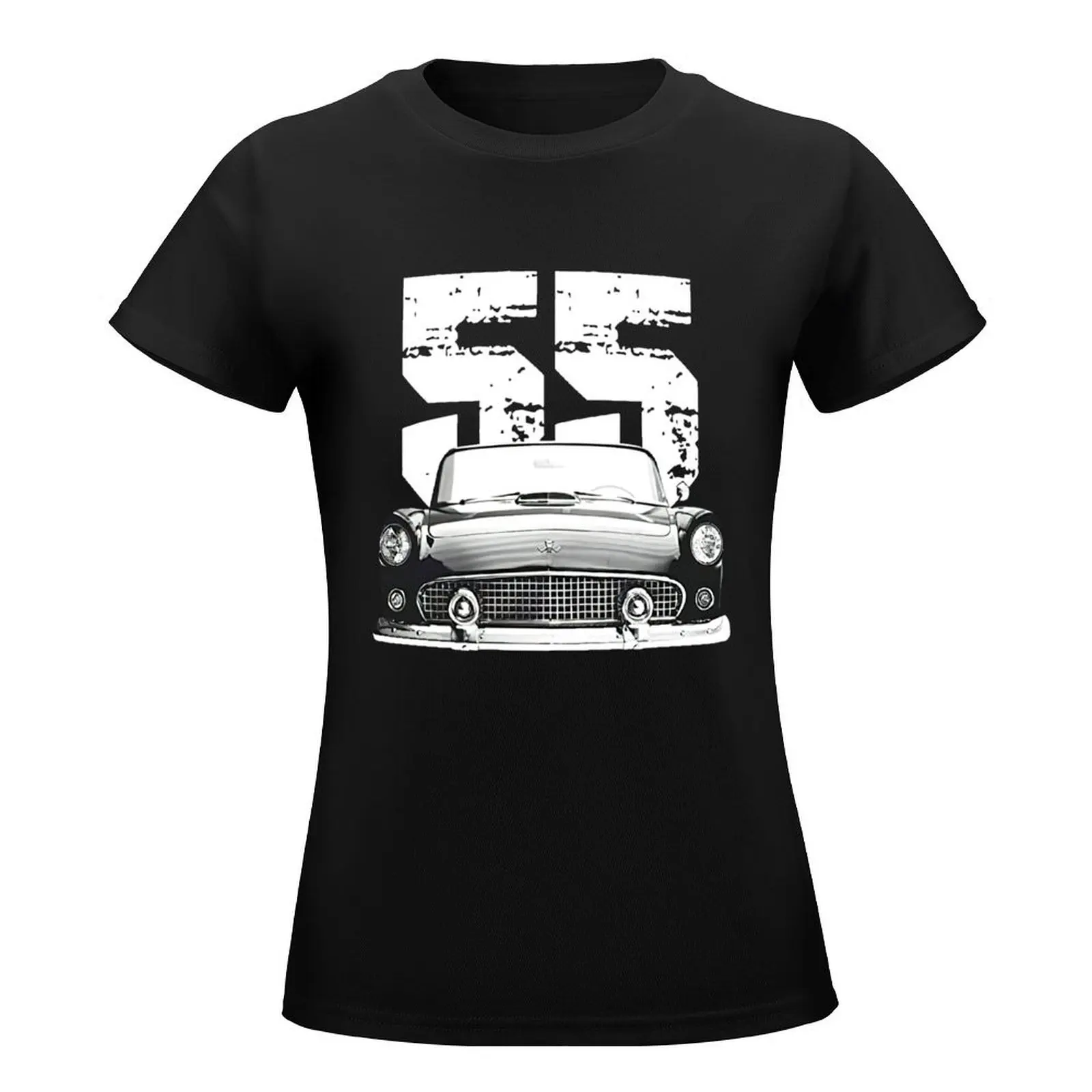 1955 Thunderbird Front Grill View with Year Silhouette T-Shirt vintage clothes female aesthetic clothes cute clothes tops Women