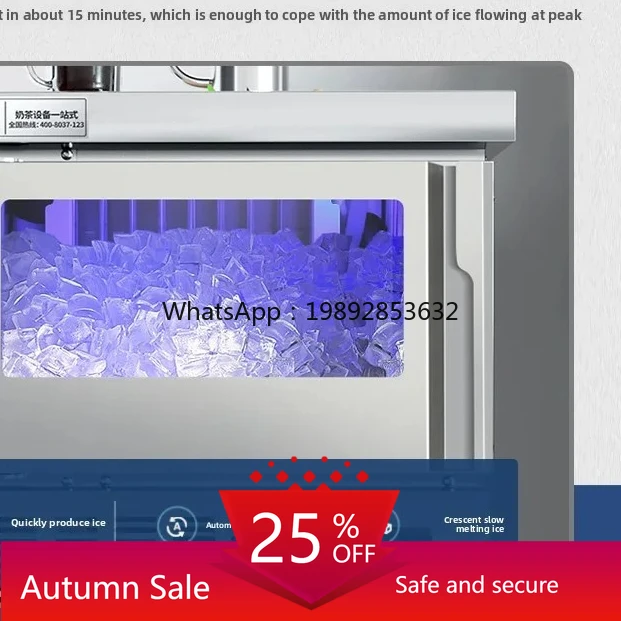 

ZZ Crescent-Shaped Ice Maker Fully Automatic Blue Light Bar Counter Ice Cube Maker