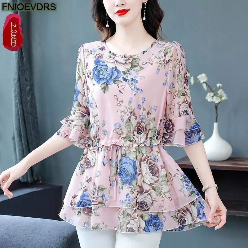 S-4XL 2023 Women French Design Elegant Office Lady Work Basic Shirt Slim Drawstring Waist Bow Tie Rufles Peplum Tops Blouses