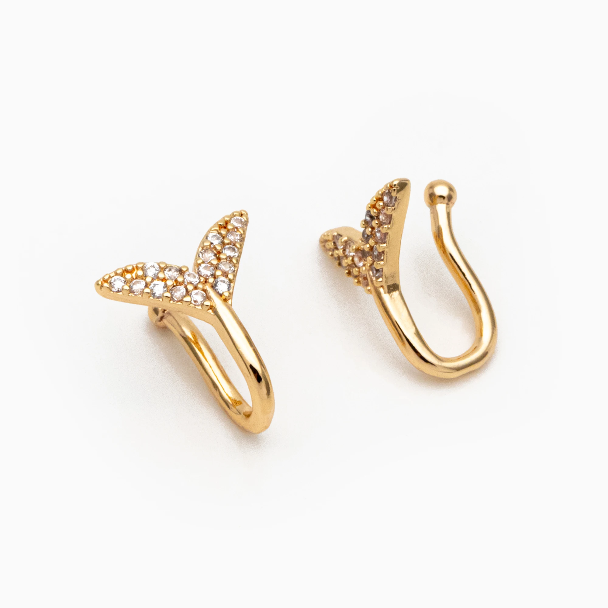 真ちゅう製のクジラの骨,4個,穴なしで調整可能な偽の鼻の錠 (GB-3714)