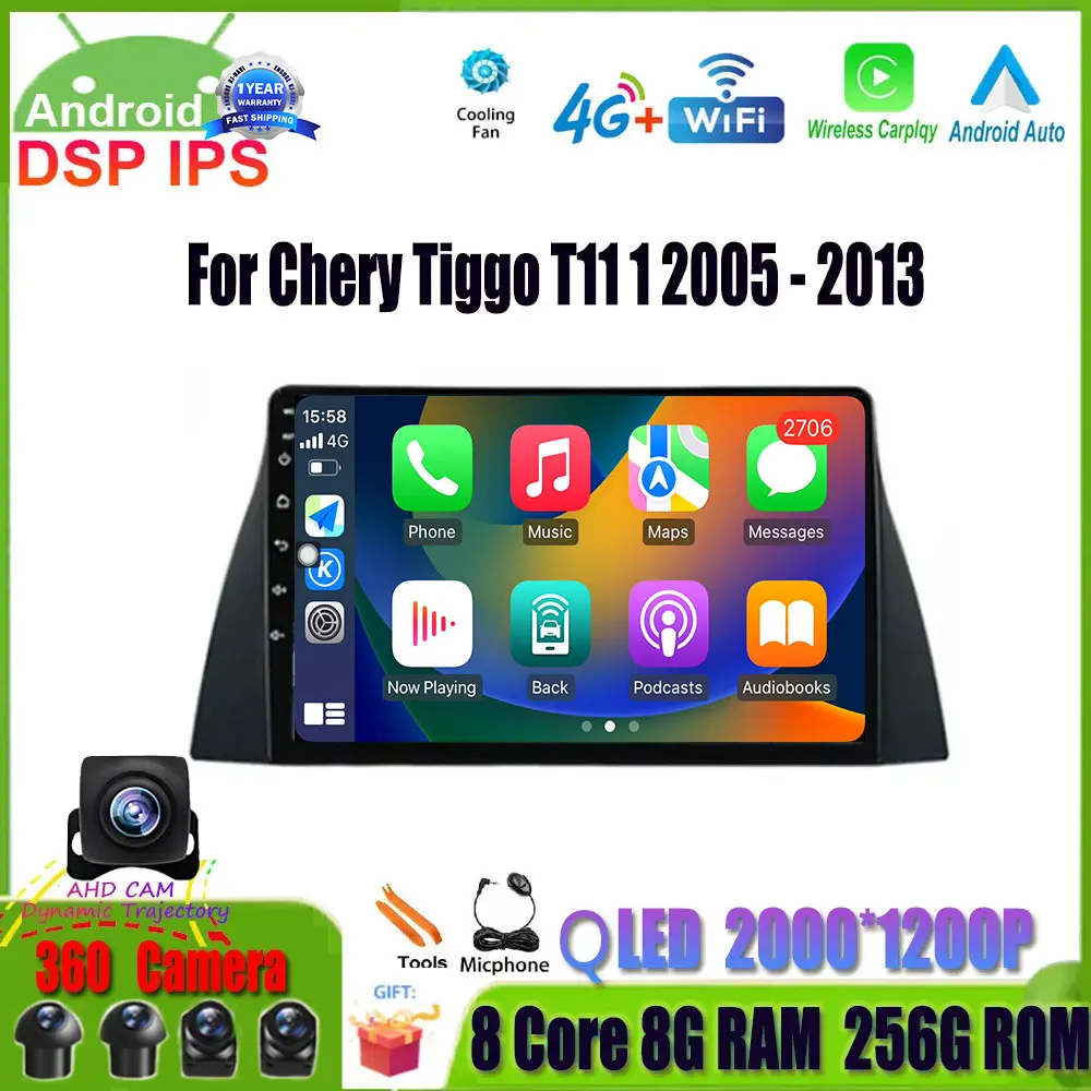 

For Chery Tiggo 5 2014 - 2020 Android 14 QLED Screen Car Radio Auto Multimedia Video Player Navigation GPS DSP 4G Lte Tools