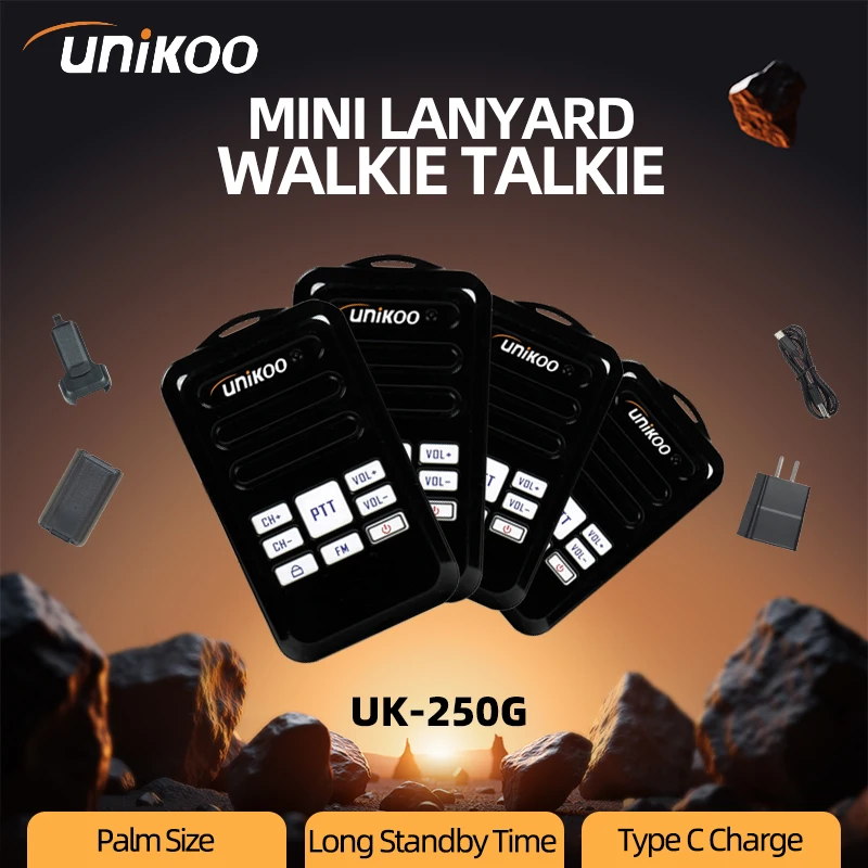 

4 pcs UNIKOO UK250G Walkie Talkie Wireless set Type C Charging PMR/FRS License-free Ultra-thin Portable Two Way Radio stations