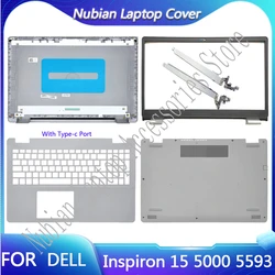 Cubierta trasera LCD para Dell Inspiron 15, 5000, 5593, bisagras de bisel frontal, Marco trasero de pantalla de portátil, bisel, Topcase 032TJM 0ycypn, Plata