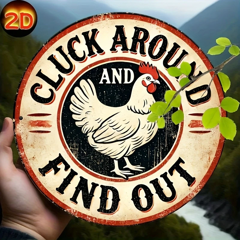 قطعة واحدة من علامة الدجاج الخشبية الدائرية العتيقة لتزيين حظيرة الدجاج في المطبخ، لوحة خشبية مطبوعة ملونة أحادية الجانب #4